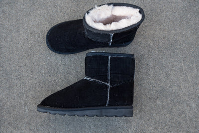 Corkys Comfort Boots in Black Corduroy