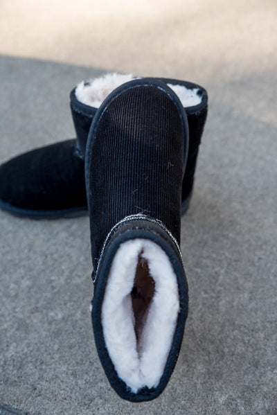 Corkys Comfort Boots in Black Corduroy