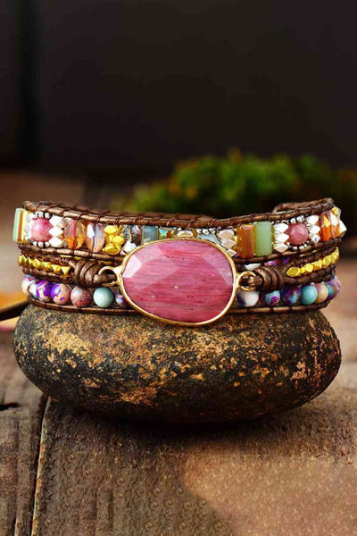 Crystal Beaded Natural Stone Bracelet *FINAL SALE*