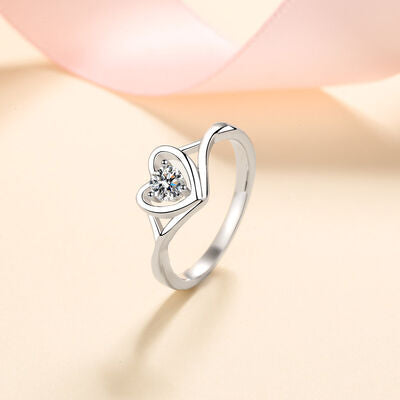 Elegant Moissanite Heart 925 Sterling Silver Ring