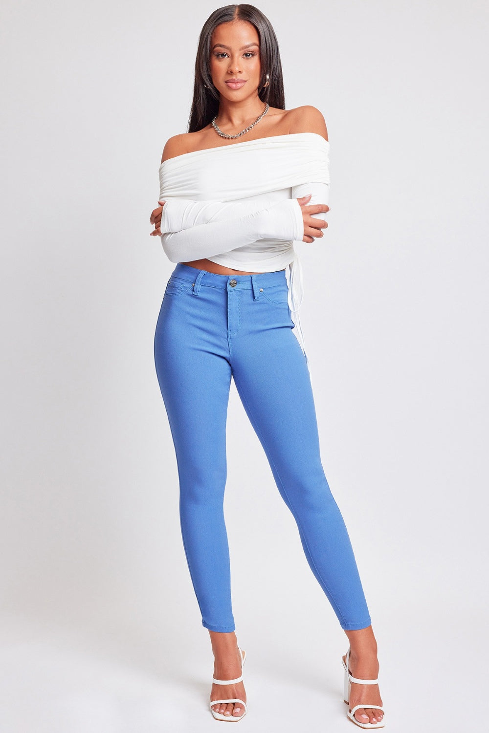 Hyperstretch Mid-Rise Skinny Pants - Blue