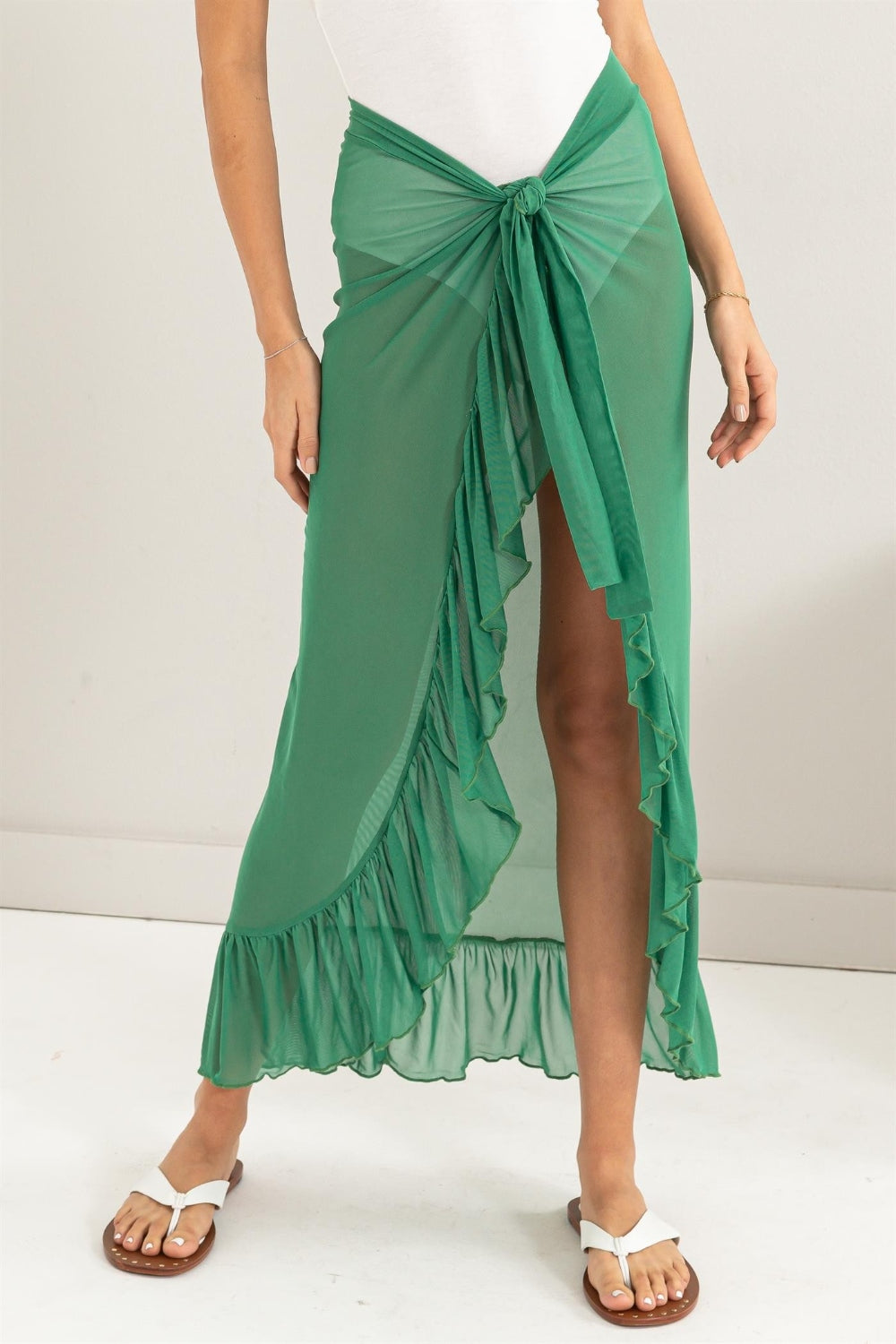 Dreamy Love Ruffle Trim Cover Up Sarong Skirt
