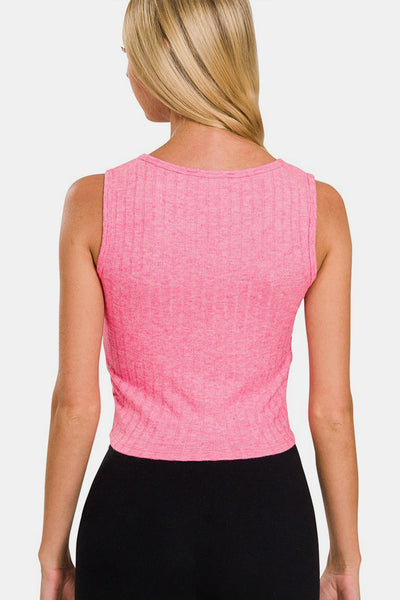 Ribbed Cropped Tank in Pink