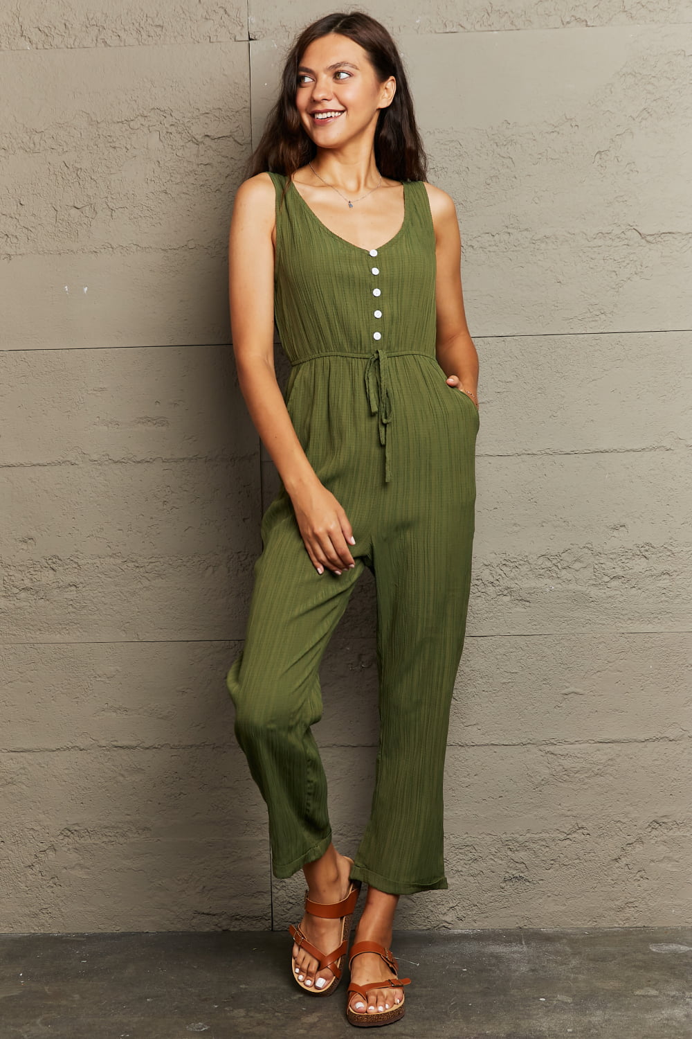 Easy Going Tied Jumpsuit with Pockets