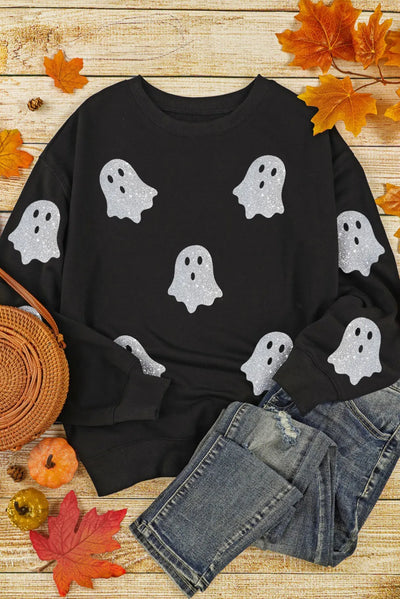 Glitter Ghost Long Sleeve Sweatshirt