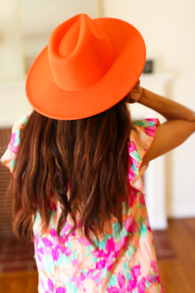 Seize The Day Felt Fedora Hat in Orange