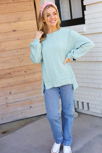 Back to Basics Jacquard Pullover in Sage