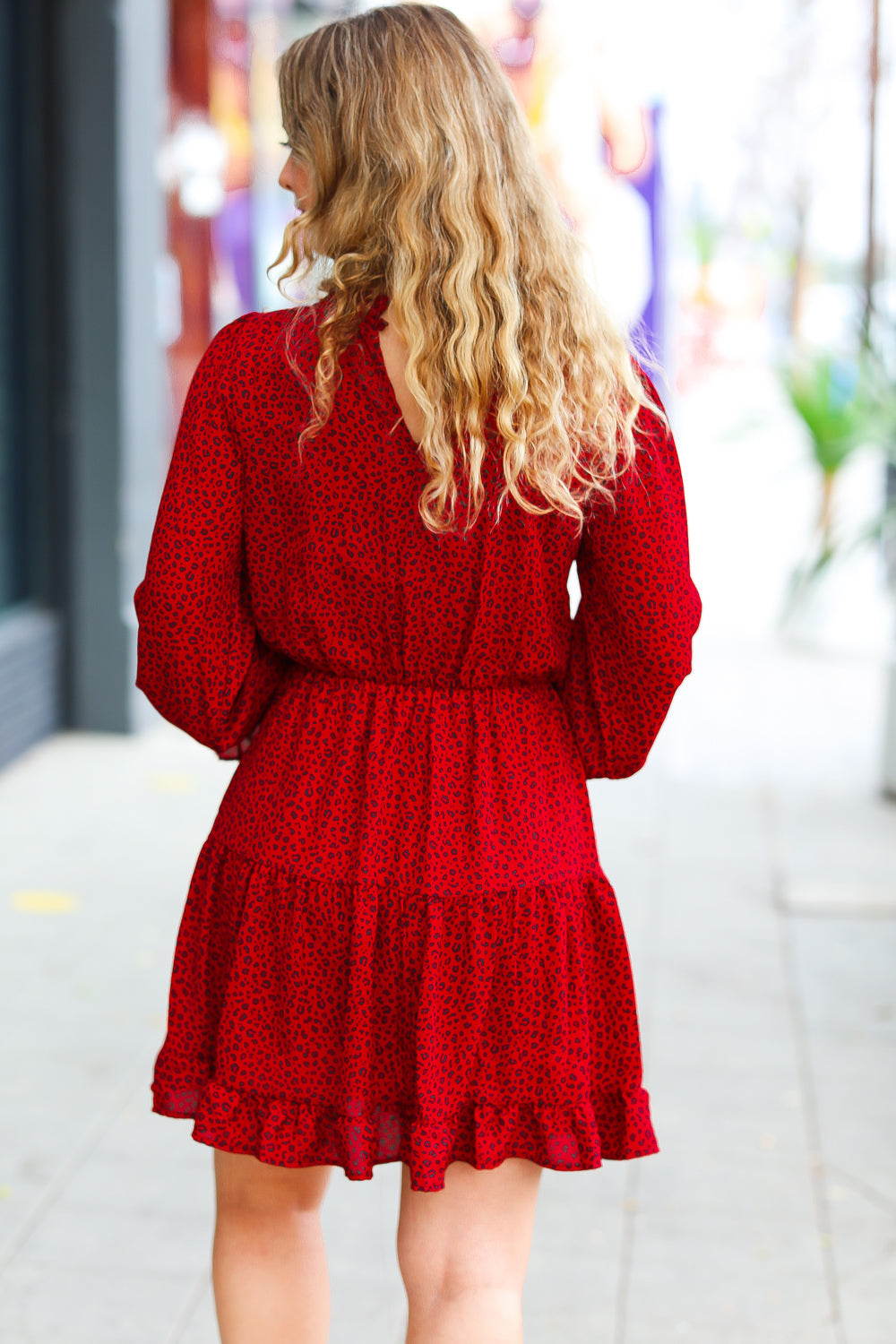 Simply Merry Tiered Dress in Burnt Red