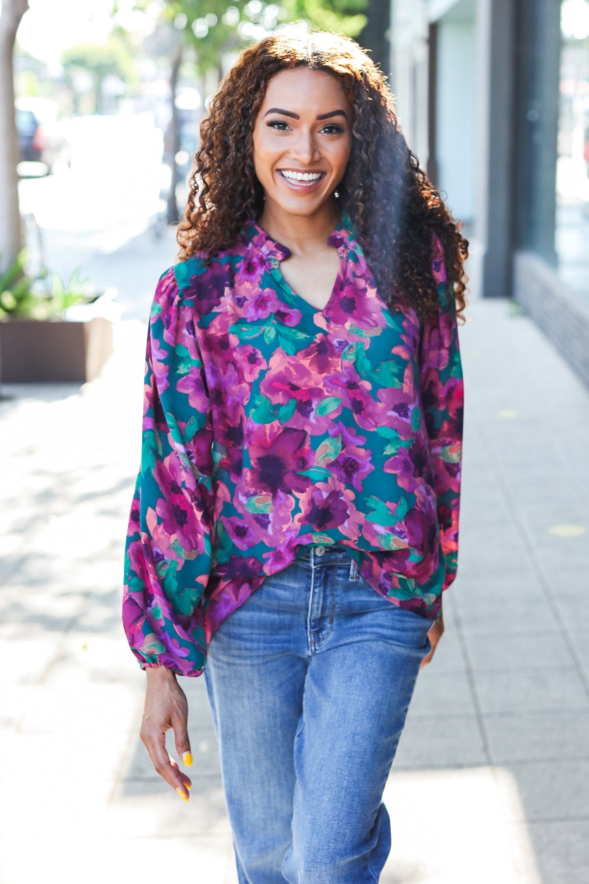 Beautiful You Floral Blouse - Hunter Green