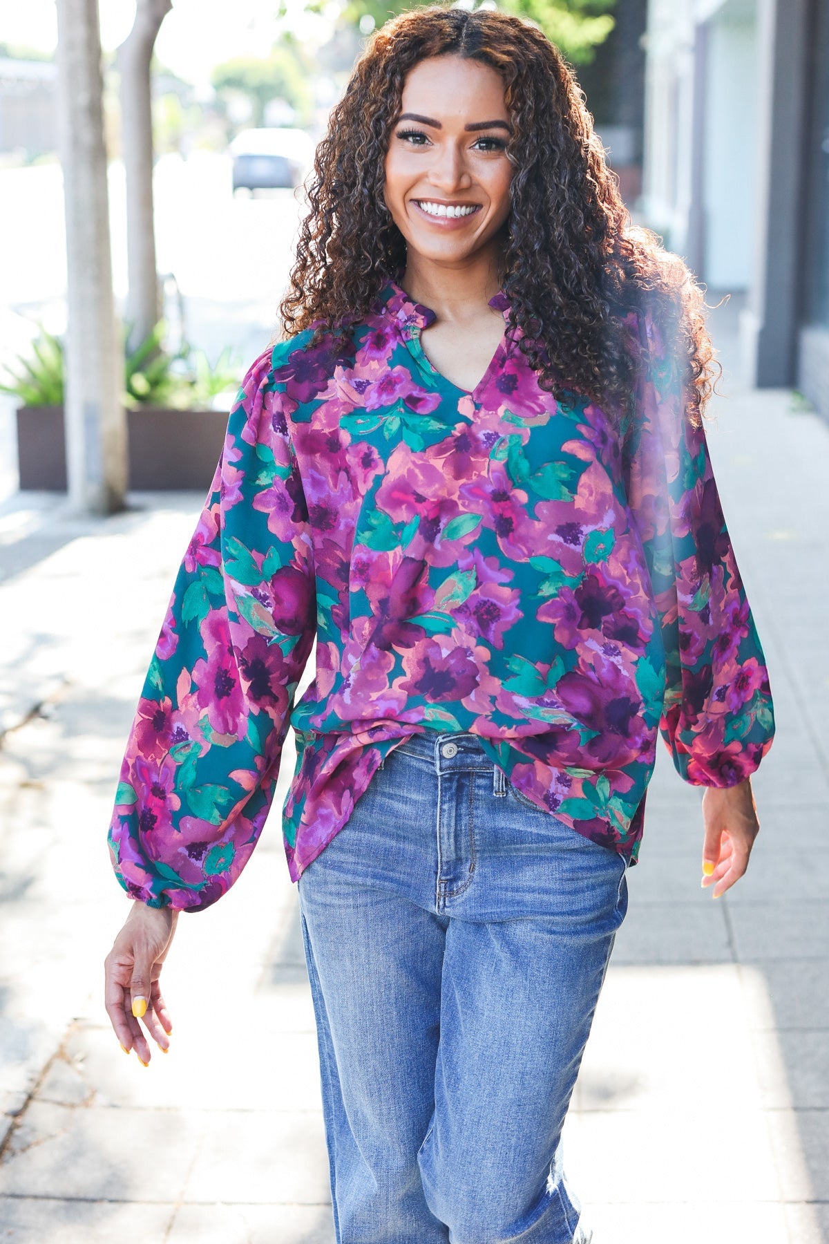 Beautiful You Floral Blouse - Hunter Green