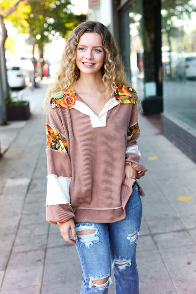 Charming Floral Top - Caramel