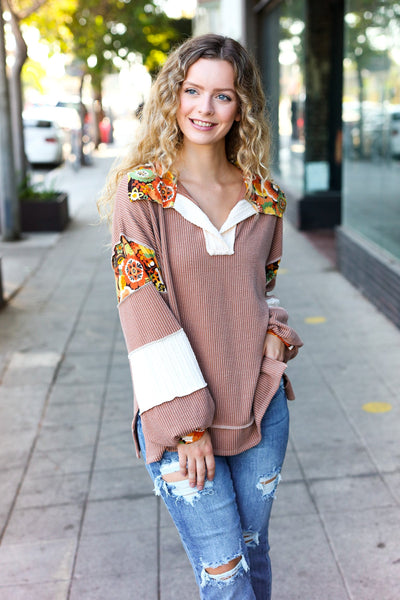 Charming Floral Top - Caramel