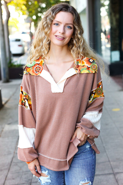 Charming Floral Top - Caramel