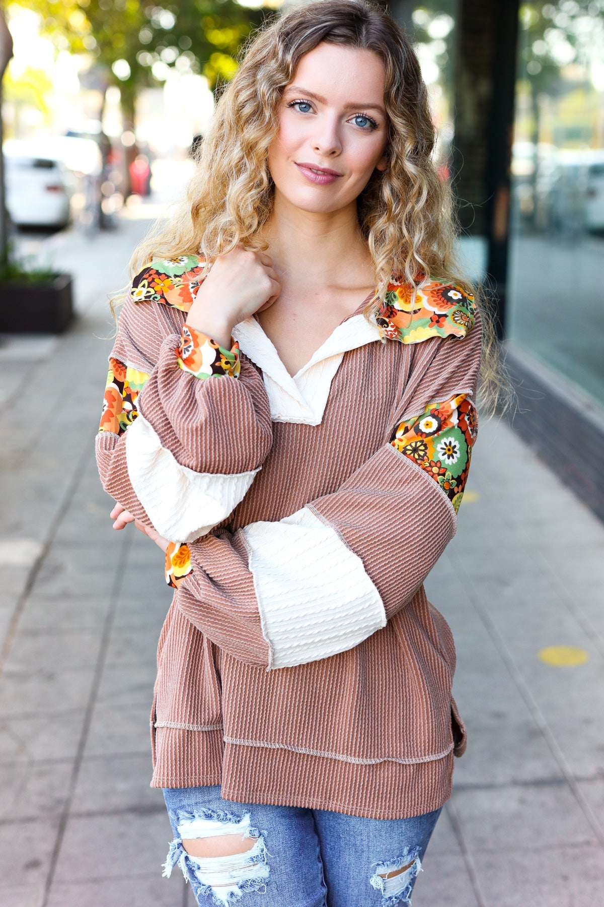 Charming Floral Top - Caramel