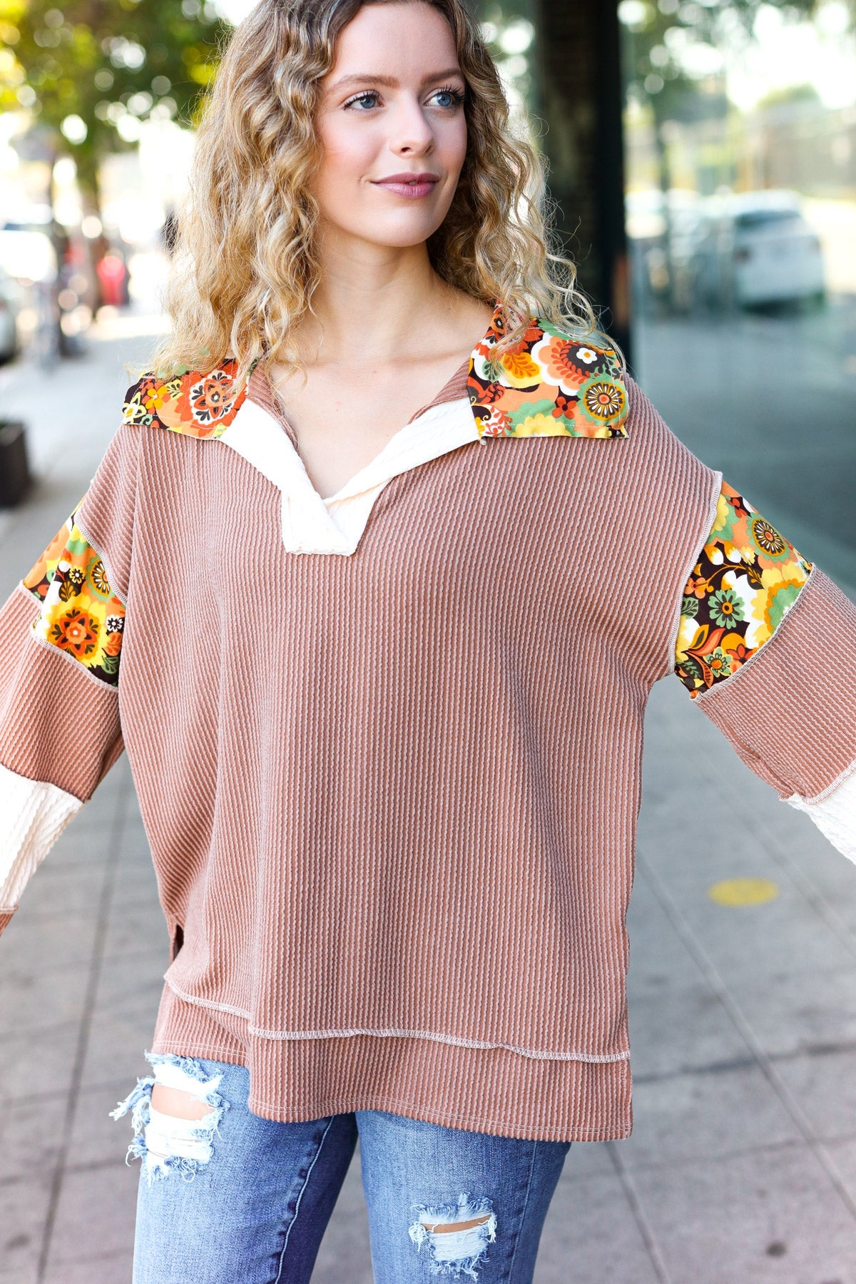 Charming Floral Top - Caramel