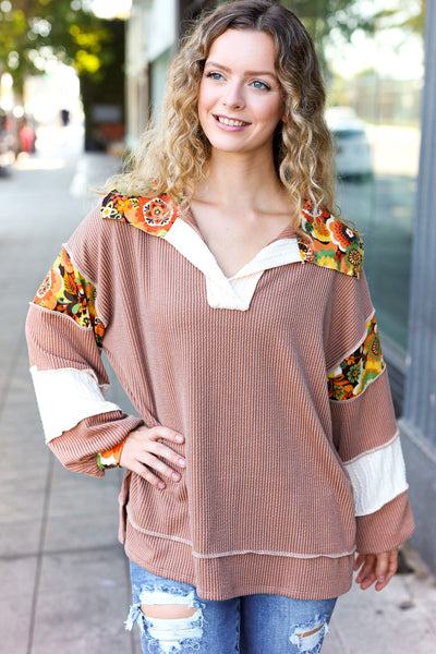 Charming Floral Top - Caramel