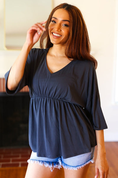 Easy To Love Modal Top in Charcoal