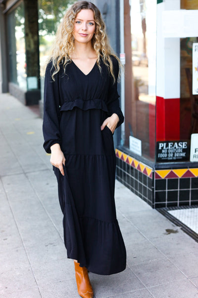 Beautiful You Black Pintuck Maxi Dress - Black