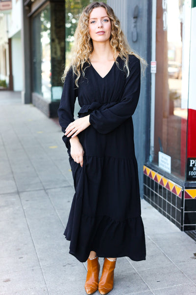 Beautiful You Black Pintuck Maxi Dress - Black