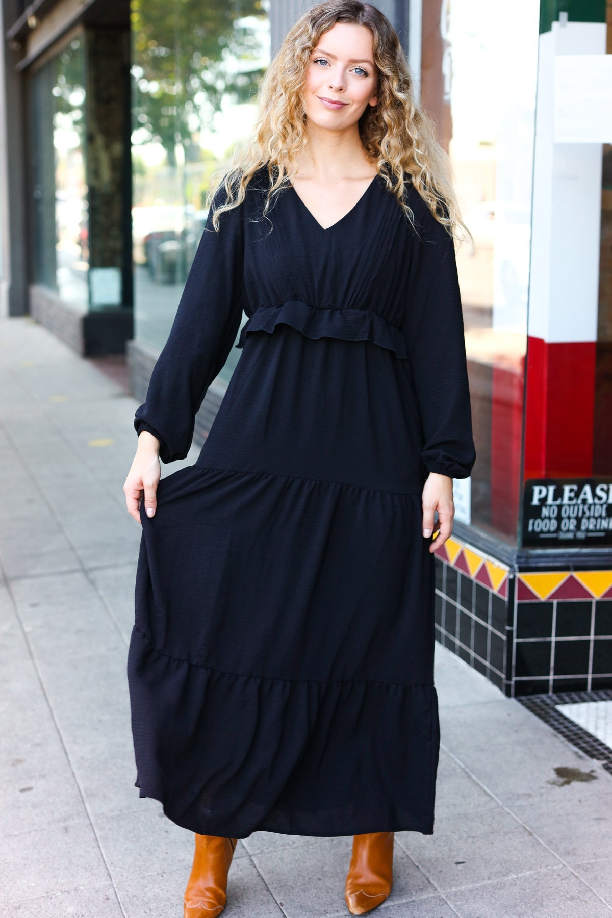 Beautiful You Black Pintuck Maxi Dress - Black