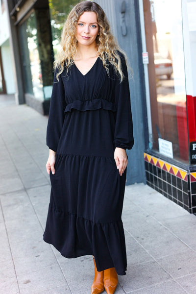 Beautiful You Black Pintuck Maxi Dress - Black