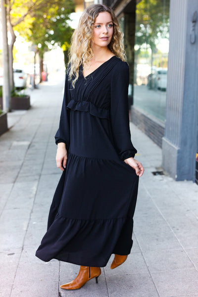 Beautiful You Black Pintuck Maxi Dress - Black