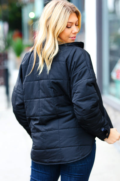 Eyes On You Puffer Jacket in Black