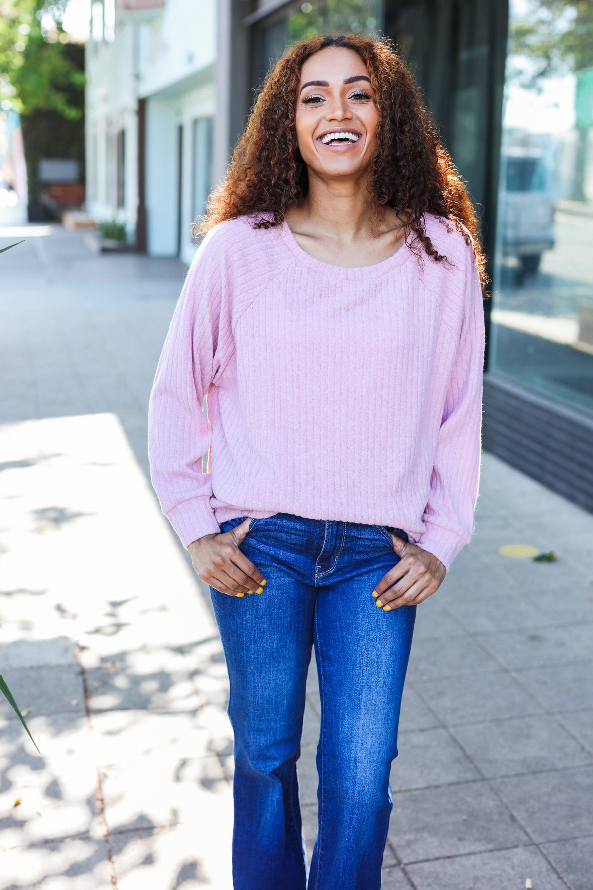 Feel Your Best Hacci Long Sleeve Top - Mauve