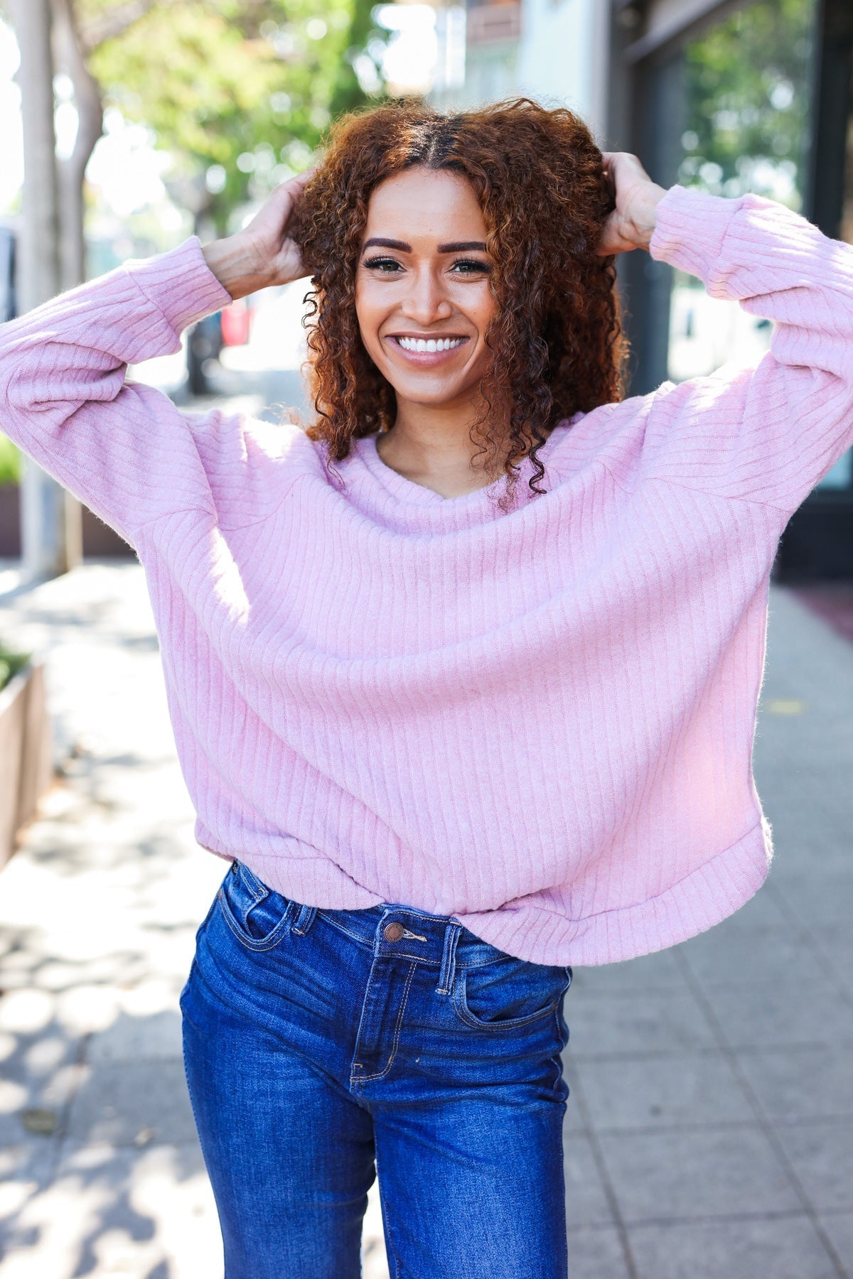 Feel Your Best Hacci Long Sleeve Top - Mauve