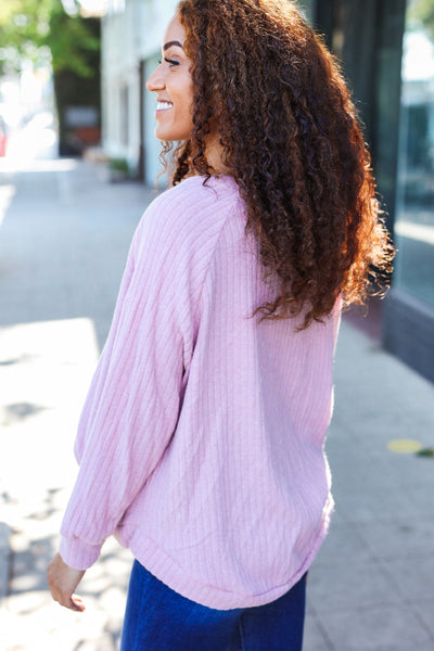 Feel Your Best Hacci Long Sleeve Top - Mauve