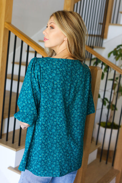 Perfectly You Top in Teal Floral