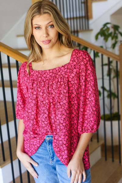 Perfectly You Top in Fuchsia Floral