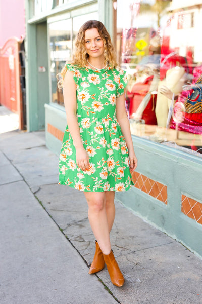 Bright Thoughts Green Floral Dress