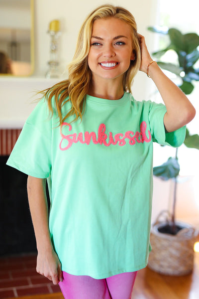 Spunky Mint "Sunkissed" Embroidered French Terry Top
