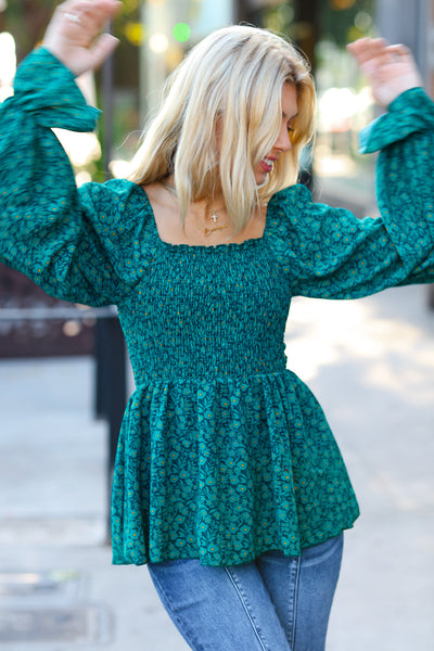Always With You Teal Smocked Top