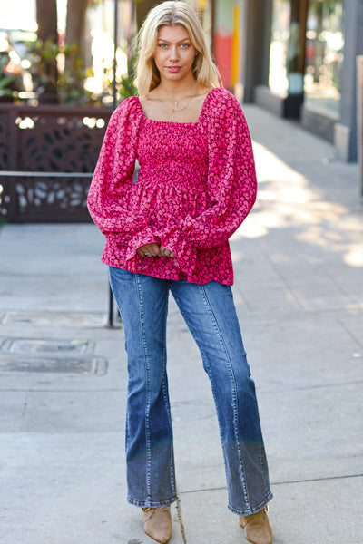 Always With You Fuchsia Smocked Top