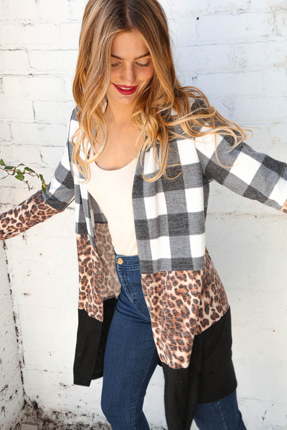 Leopard Color Block Cardigan