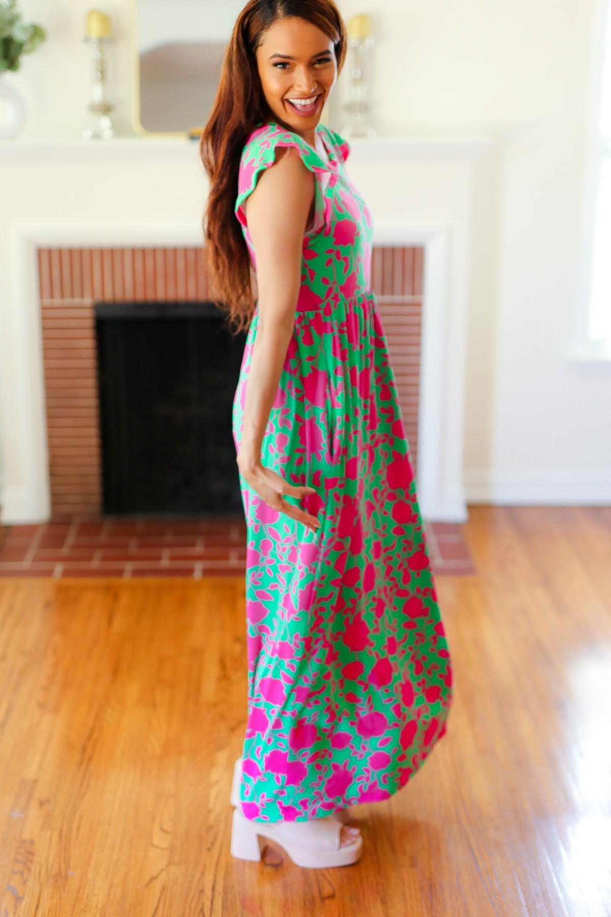Stand Out Fit & Flare Maxi Dress in Green