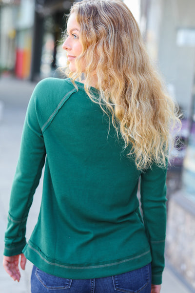 All I Need Henley Top in Hunter Green
