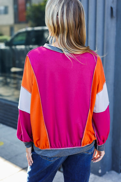 Brighten My Day Magenta Long Sleeve Top