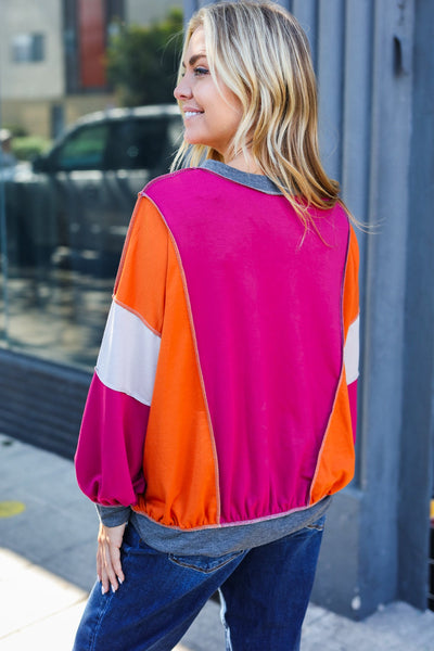 Brighten My Day Magenta Long Sleeve Top