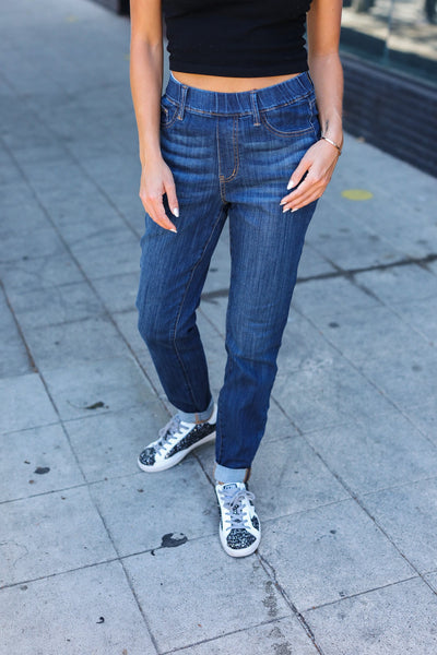 Judy Blue Loryn Pull On Cuffed Slim Fit Jeans