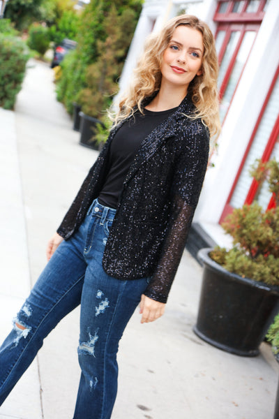 Be Your Own Star Sequin Blazer in Black