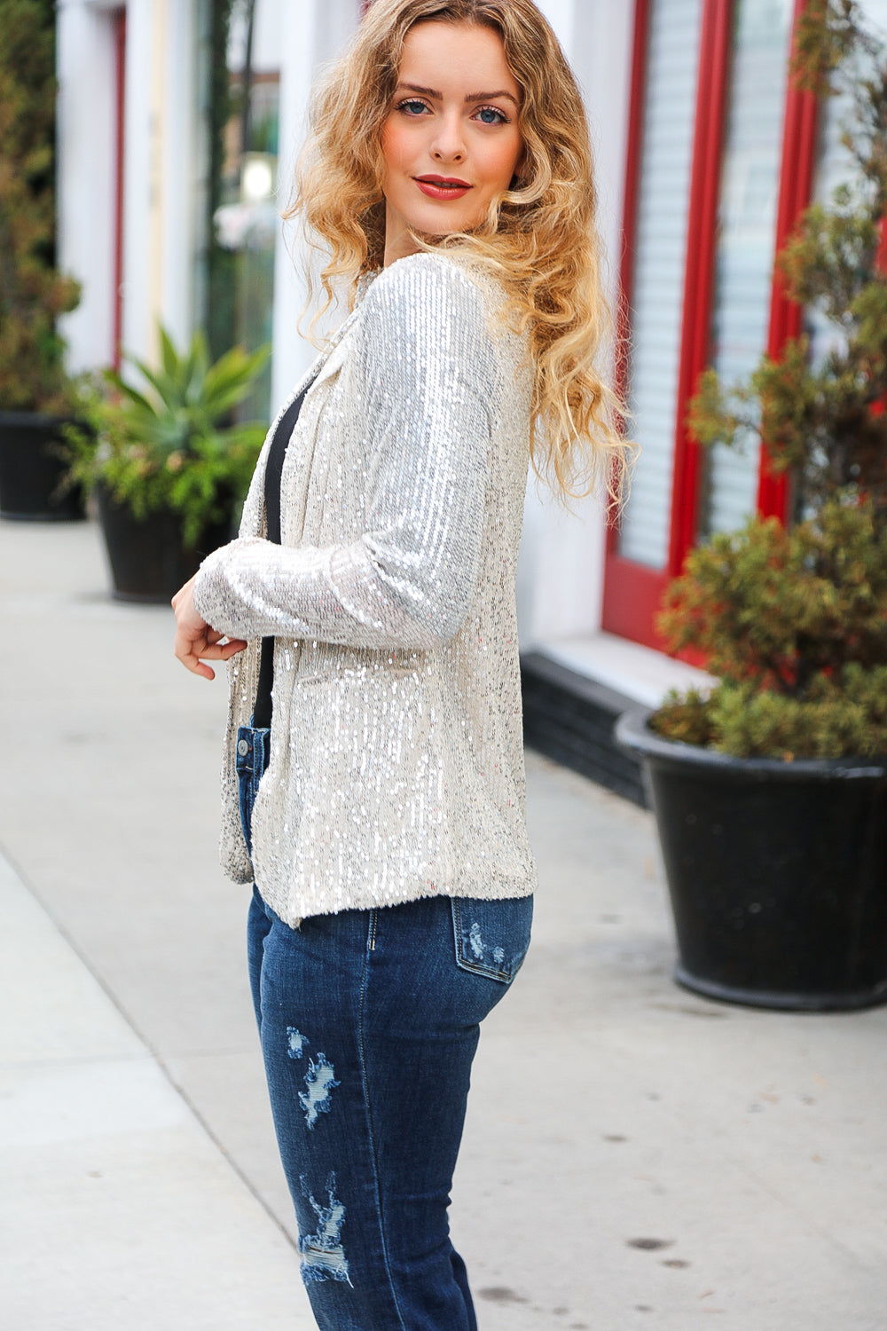 Be Your Own Star Sequin Blazer in Silver