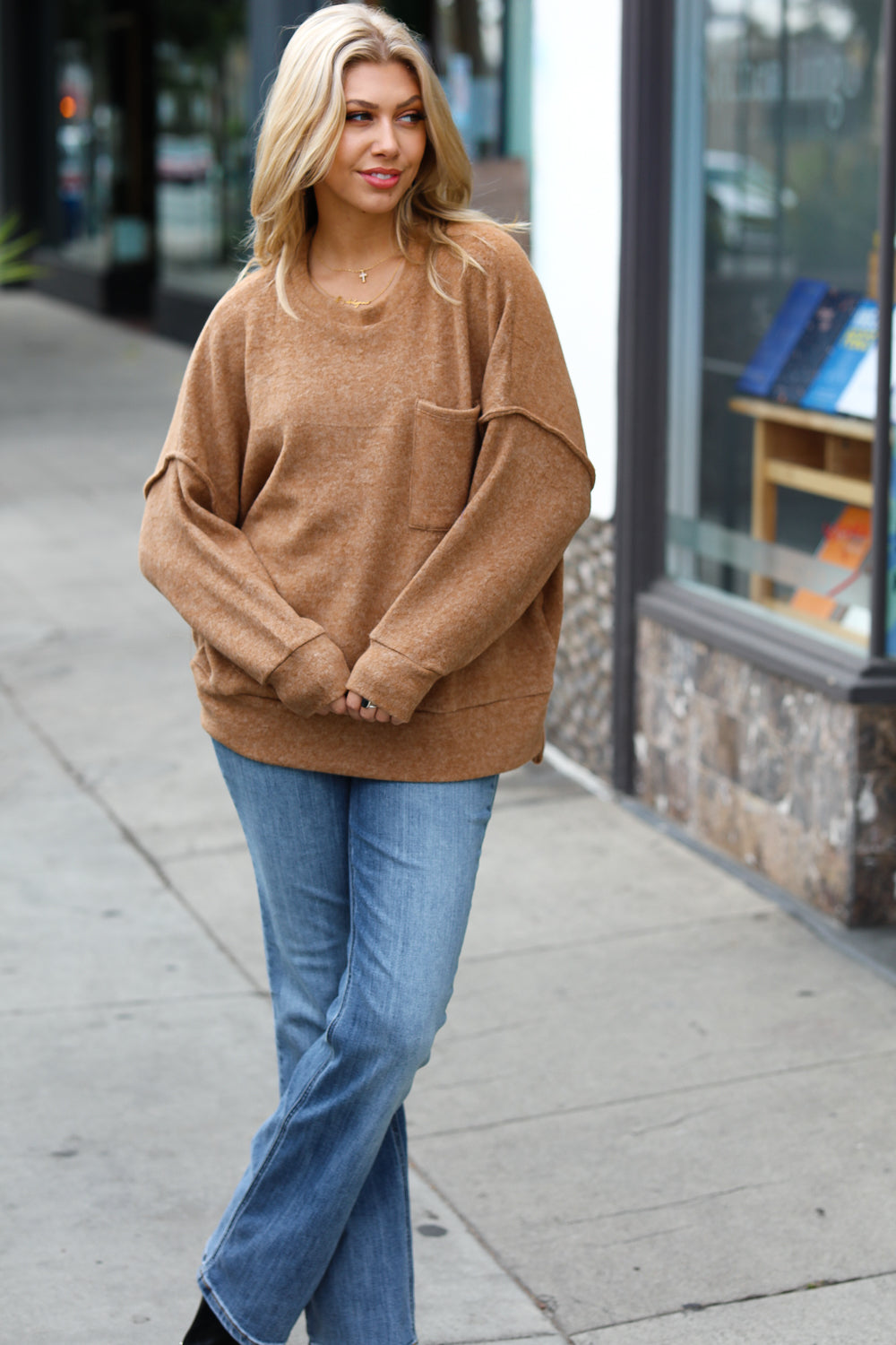 Stay Awhile Sweater in Camel