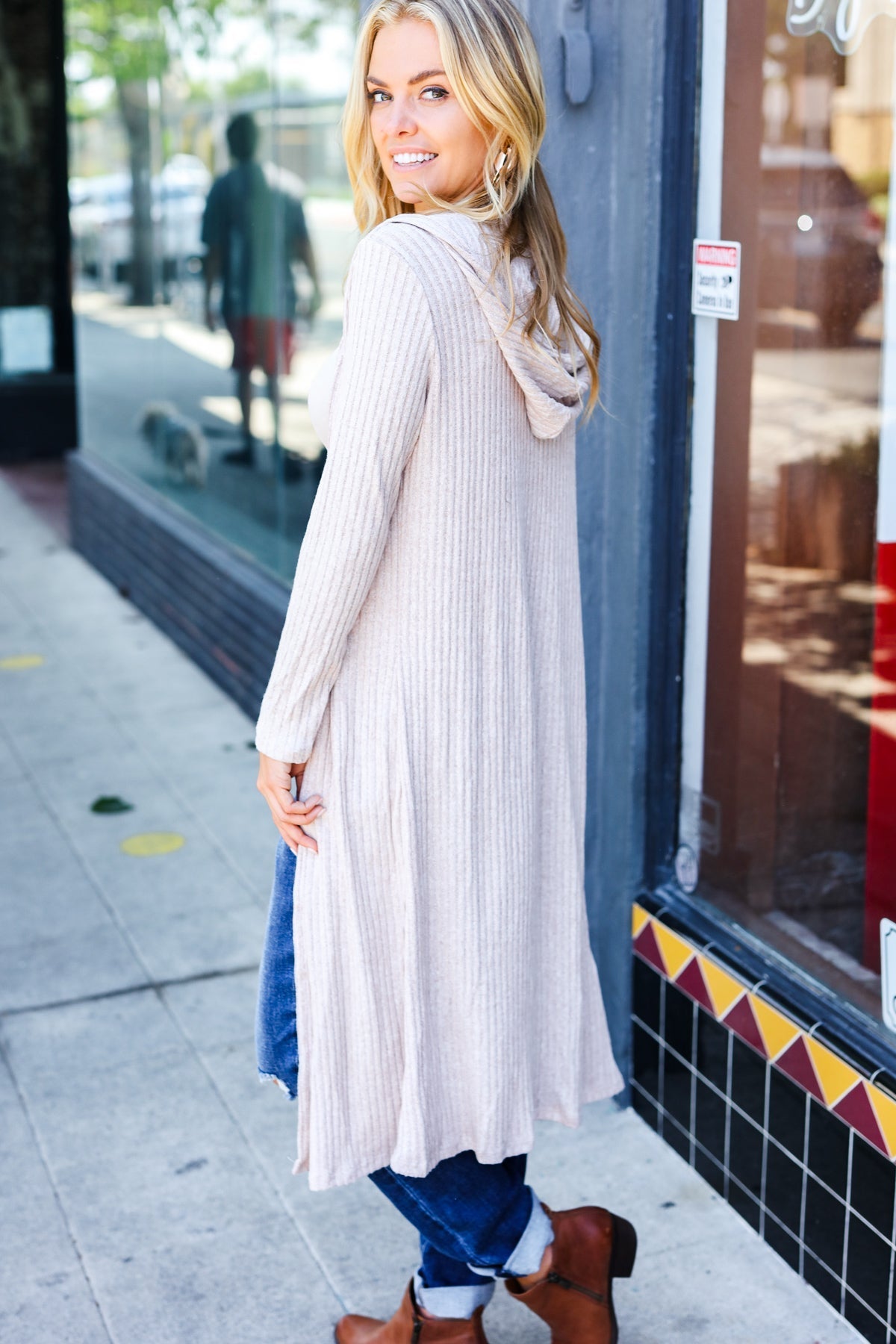 Casual Chic Ribbed Hooded Cardigan - Taupe