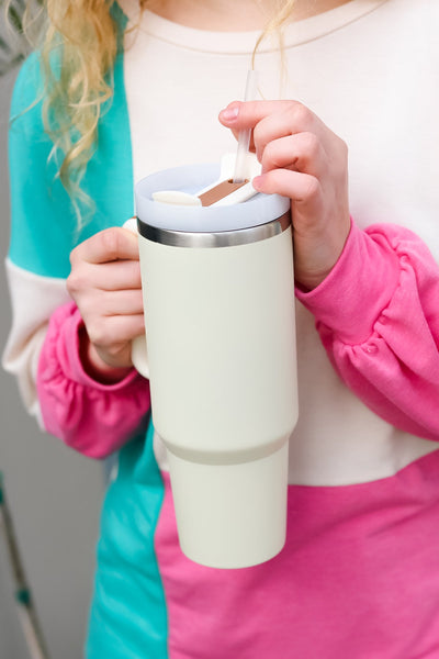 Stay Hydrated 38oz. Tumbler with Straw in Cream
