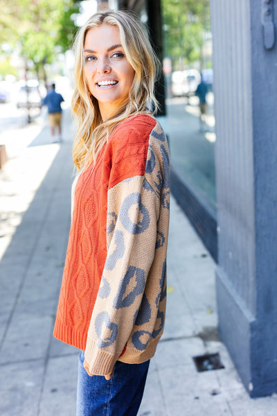 Feeling Casual Chic Sweater - Rust & Taupe