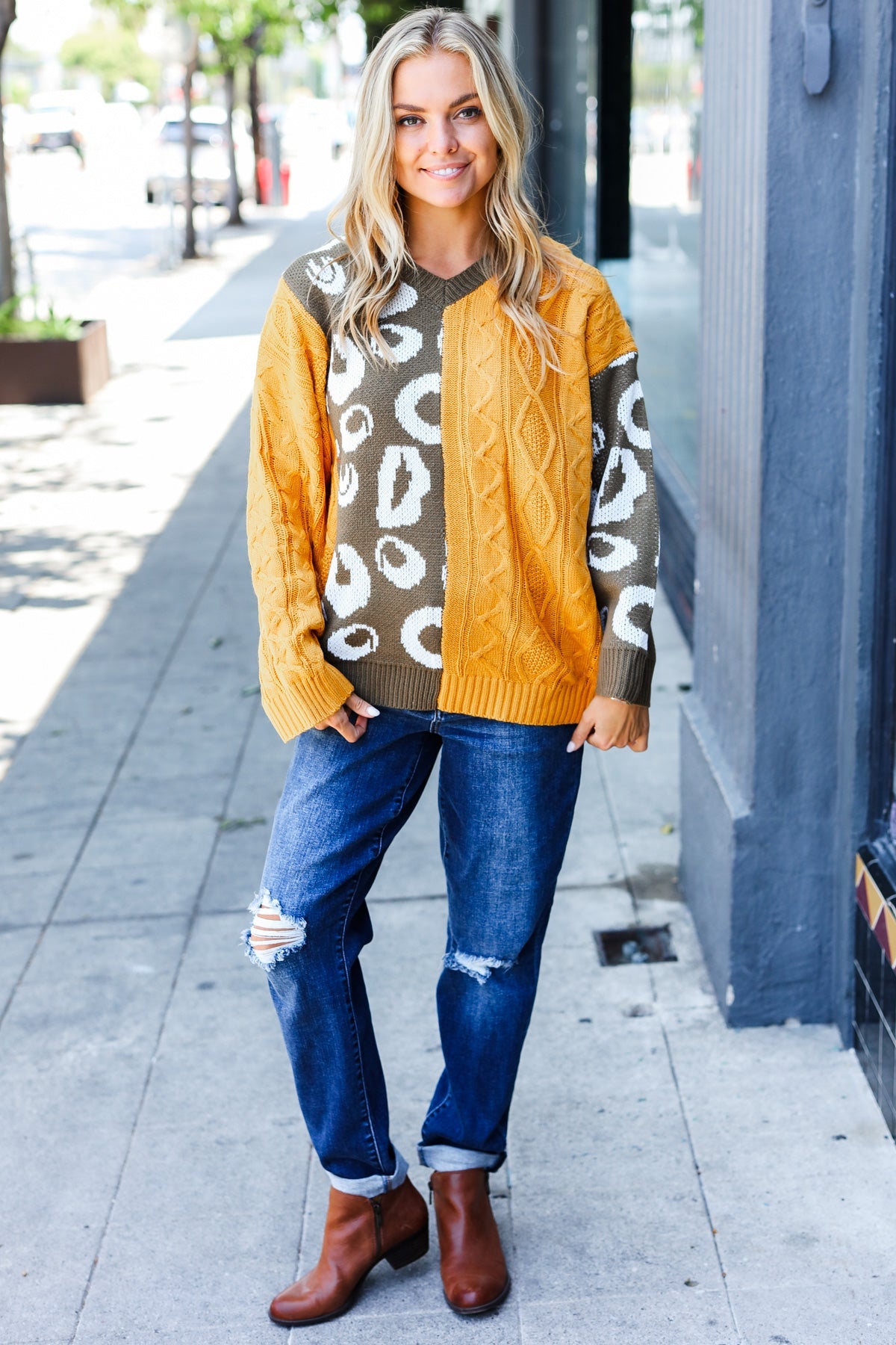 Feeling Casual Chic Sweater - Mustard & Olive