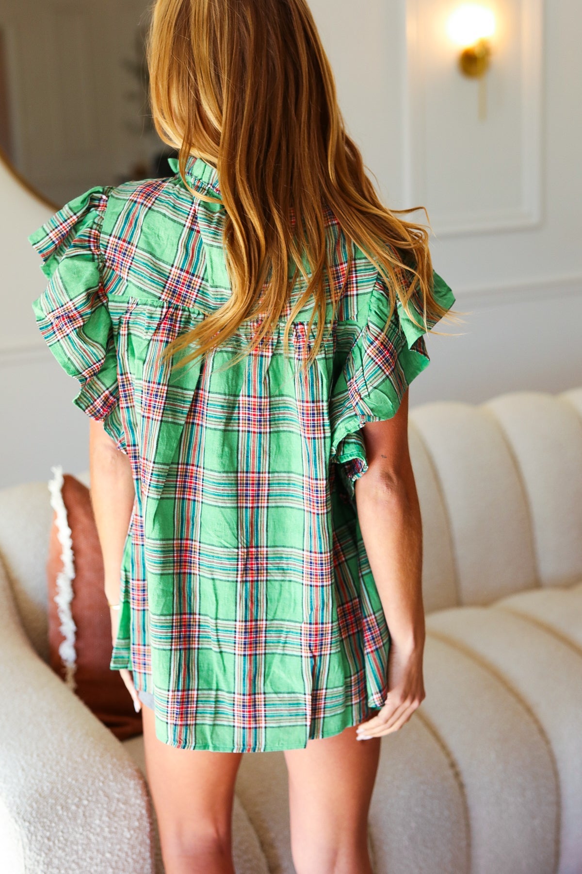 Live For Today Top in Green Plaid